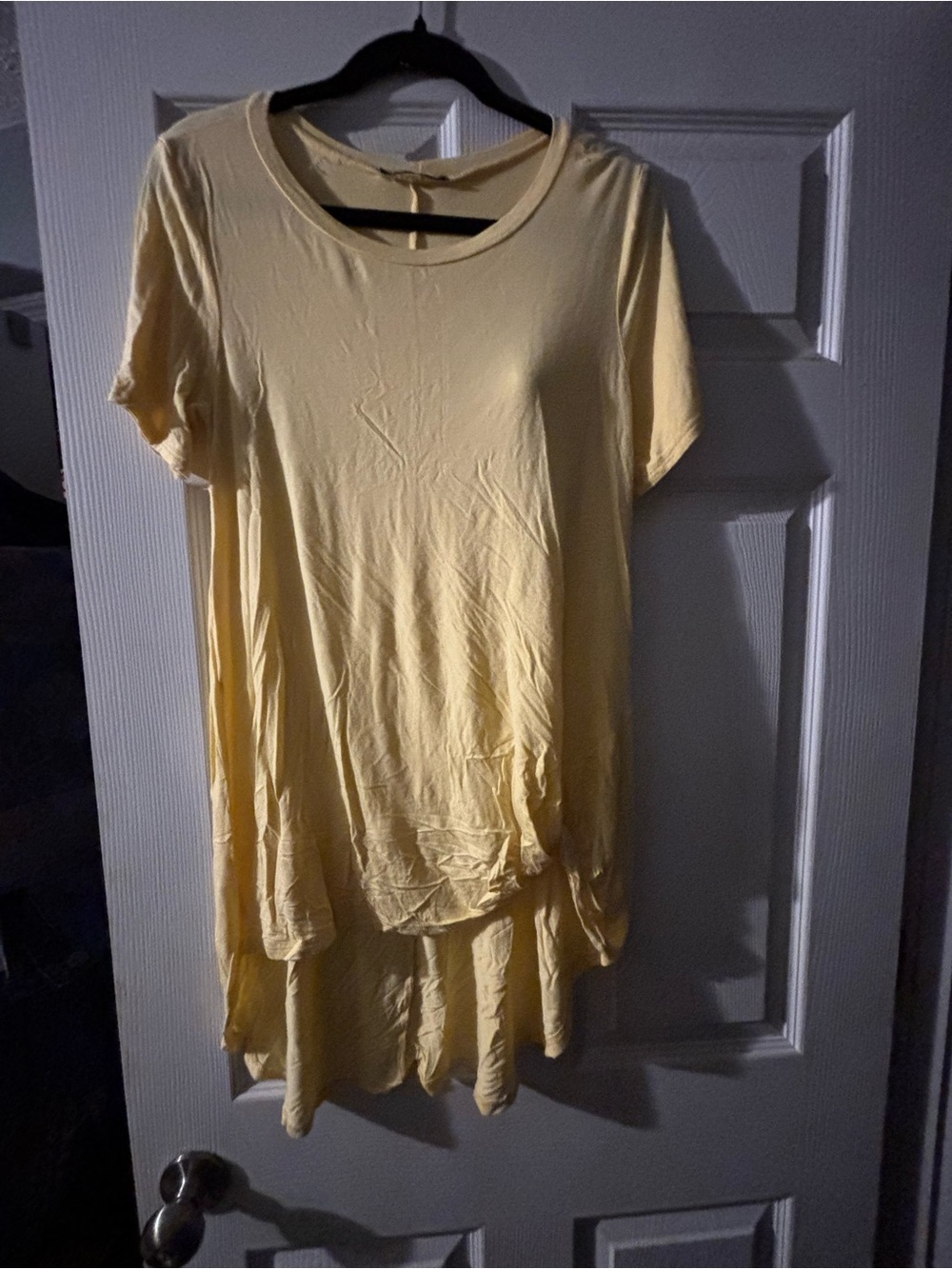 Annabelle Light Yellow Short Sleeve High-Low Dress Small